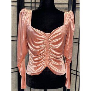 Express Pink Velvet Size M Long Sleeve Top 6469 Rouching Gorgeous Piece